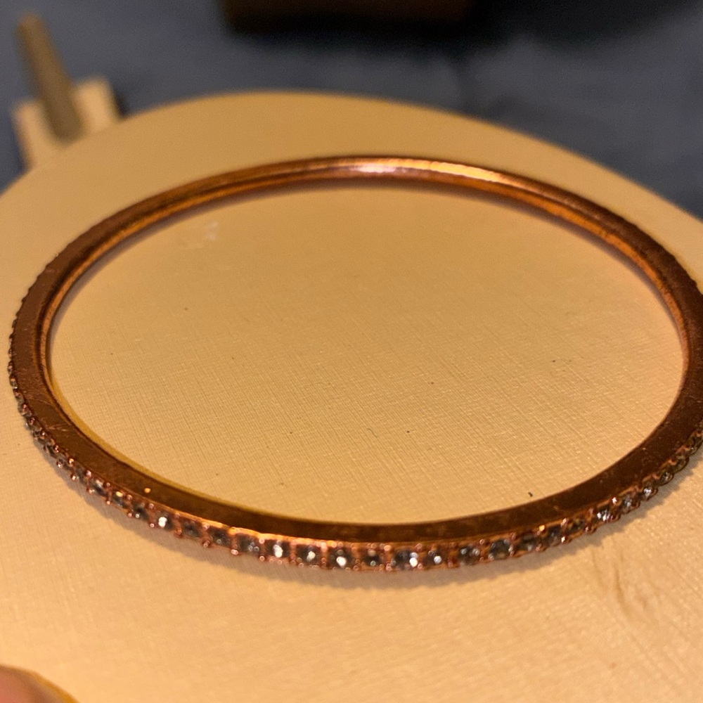 Elegant Copper Bangle Bracelet rhinestone